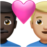 Apple(iPhone) Couple With Heart: Man, Man, Dark Skin Tone, Medium-Light Skin Tone Emoji