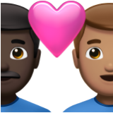 Apple(iPhone) Couple With Heart: Man, Man, Dark Skin Tone, Medium Skin Tone Emoji