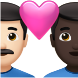 Apple(iPhone) Couple With Heart: Man, Man, Light Skin Tone, Dark Skin Tone Emoji