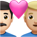 Apple(iPhone) Couple With Heart: Man, Man, Light Skin Tone, Medium-Light Skin Tone Emoji