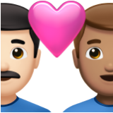 Apple(iPhone) Couple With Heart: Man, Man, Light Skin Tone, Medium Skin Tone Emoji