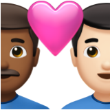 Apple(iPhone) Couple With Heart: Man, Man, Medium-Dark Skin Tone, Light Skin Tone Emoji