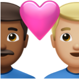 Apple(iPhone) Couple With Heart: Man, Man, Medium-Dark Skin Tone, Medium-Light Skin Tone Emoji