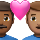 Apple(iPhone) Couple With Heart: Man, Man, Medium-Dark Skin Tone, Medium Skin Tone Emoji