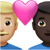 Apple(iPhone) Couple With Heart: Man, Man, Medium-Light Skin Tone, Dark Skin Tone Emoji