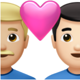 Apple(iPhone) Couple With Heart: Man, Man, Medium-Light Skin Tone, Light Skin Tone Emoji