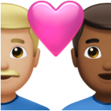 Apple(iPhone) Couple With Heart: Man, Man, Medium-Light Skin Tone, Medium-Dark Skin Tone Emoji