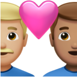 Apple(iPhone) Couple With Heart: Man, Man, Medium-Light Skin Tone, Medium Skin Tone Emoji