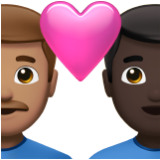 Apple(iPhone) Couple With Heart: Man, Man, Medium Skin Tone, Dark Skin Tone Emoji