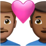 Apple(iPhone) Couple With Heart: Man, Man, Medium Skin Tone, Medium-Dark Skin Tone Emoji