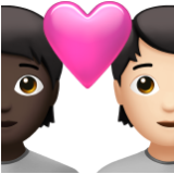 Apple(iPhone) Couple With Heart: Person, Person, Dark Skin Tone, Light Skin Tone Emoji