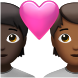 Apple(iPhone) Couple With Heart: Person, Person, Dark Skin Tone, Medium-Dark Skin Tone Emoji