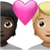 Apple(iPhone) Couple With Heart: Person, Person, Dark Skin Tone, Medium-Light Skin Tone Emoji