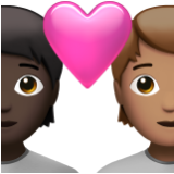 Apple(iPhone) Couple With Heart: Person, Person, Dark Skin Tone, Medium Skin Tone Emoji