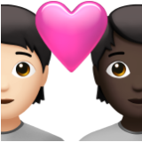 Apple(iPhone) Couple With Heart: Person, Person, Light Skin Tone, Dark Skin Tone Emoji