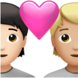 Apple(iPhone) Couple With Heart: Person, Person, Light Skin Tone, Medium-Light Skin Tone Emoji