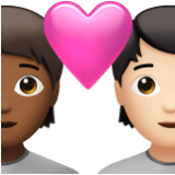 Apple(iPhone) Couple With Heart: Person, Person, Medium-Dark Skin Tone, Light Skin Tone Emoji