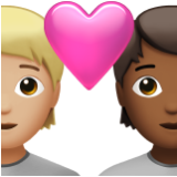 Apple(iPhone) Couple With Heart: Person, Person, Medium-Light Skin Tone, Medium-Dark Skin Tone Emoji