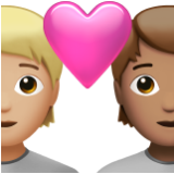 Apple(iPhone) Couple With Heart: Person, Person, Medium-Light Skin Tone, Medium Skin Tone Emoji