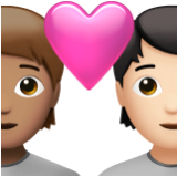 Apple(iPhone) Couple With Heart: Person, Person, Medium Skin Tone, Light Skin Tone Emoji