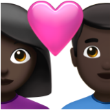 Apple(iPhone) Couple With Heart: Woman, Man, Dark Skin Tone Emoji