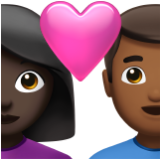 Apple(iPhone) Couple With Heart: Woman, Man, Dark Skin Tone, Medium-Dark Skin Tone Emoji