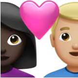 Apple(iPhone) Couple With Heart: Woman, Man, Dark Skin Tone, Medium-Light Skin Tone Emoji