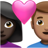 Apple(iPhone) Couple With Heart: Woman, Man, Dark Skin Tone, Medium Skin Tone Emoji