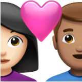 Apple(iPhone) Couple With Heart: Woman, Man, Light Skin Tone, Medium Skin Tone Emoji