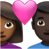 Apple(iPhone) Couple With Heart: Woman, Man, Medium-Dark Skin Tone, Dark Skin Tone Emoji