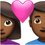 Apple(iPhone) Couple With Heart: Woman, Man, Medium-Dark Skin Tone Emoji