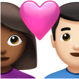 Apple(iPhone) Couple With Heart: Woman, Man, Medium-Dark Skin Tone, Light Skin Tone Emoji