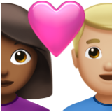 Apple(iPhone) Couple With Heart: Woman, Man, Medium-Dark Skin Tone, Medium-Light Skin Tone Emoji