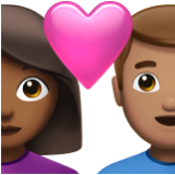 Apple(iPhone) Couple With Heart: Woman, Man, Medium-Dark Skin Tone, Medium Skin Tone Emoji