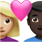 Apple(iPhone) Couple With Heart: Woman, Man, Medium-Light Skin Tone, Dark Skin Tone Emoji