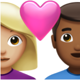 Apple(iPhone) Couple With Heart: Woman, Man, Medium-Light Skin Tone, Medium-Dark Skin Tone Emoji