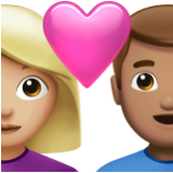 Apple(iPhone) Couple With Heart: Woman, Man, Medium-Light Skin Tone, Medium Skin Tone Emoji