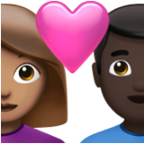 Apple(iPhone) Couple With Heart: Woman, Man, Medium Skin Tone, Dark Skin Tone Emoji