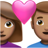 Apple(iPhone) Couple With Heart: Woman, Man, Medium Skin Tone Emoji