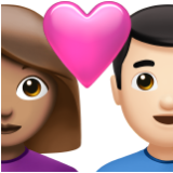 Apple(iPhone) Couple With Heart: Woman, Man, Medium Skin Tone, Light Skin Tone Emoji