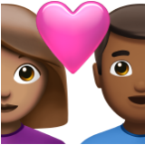 Apple(iPhone) Couple With Heart: Woman, Man, Medium Skin Tone, Medium-Dark Skin Tone Emoji