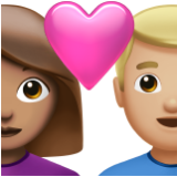 Apple(iPhone) Couple With Heart: Woman, Man, Medium Skin Tone, Medium-Light Skin Tone Emoji