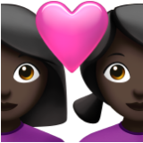 Apple(iPhone) Couple With Heart: Woman, Woman, Dark Skin Tone Emoji