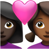 Apple(iPhone) Couple With Heart: Woman, Woman, Dark Skin Tone, Medium-Dark Skin Tone Emoji