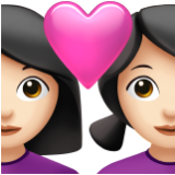 Apple(iPhone) Couple With Heart: Woman, Woman, Light Skin Tone Emoji