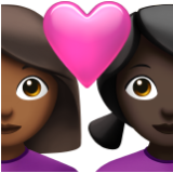 Apple(iPhone) Couple With Heart: Woman, Woman, Medium-Dark Skin Tone, Dark Skin Tone Emoji