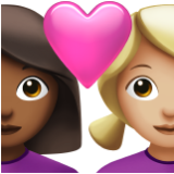 Apple(iPhone) Couple With Heart: Woman, Woman, Medium-Dark Skin Tone, Medium-Light Skin Tone Emoji