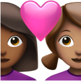 Apple(iPhone) Couple With Heart: Woman, Woman, Medium-Dark Skin Tone, Medium Skin Tone Emoji