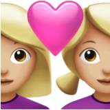 Apple(iPhone) Couple With Heart: Woman, Woman, Medium-Light Skin Tone Emoji