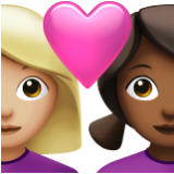 Apple(iPhone) Couple With Heart: Woman, Woman, Medium-Light Skin Tone, Medium-Dark Skin Tone Emoji